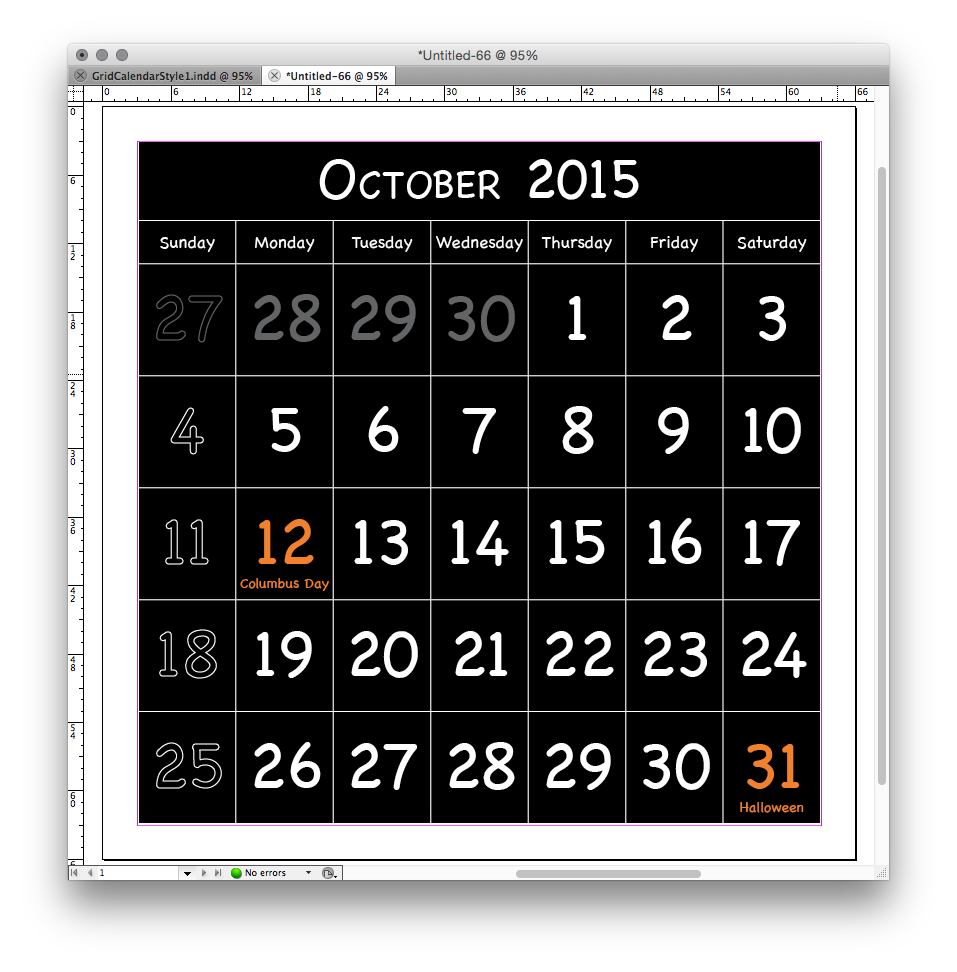 Halloween Styled Calendar