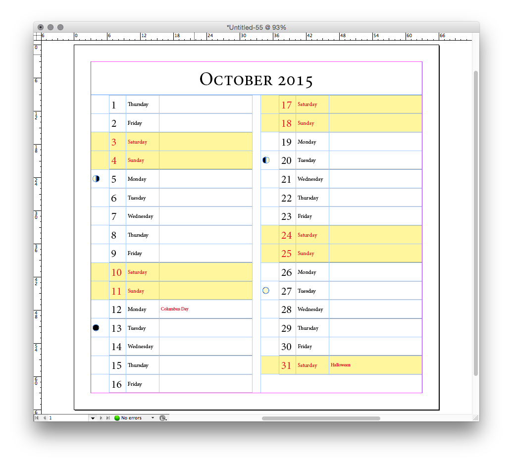 List Calendar